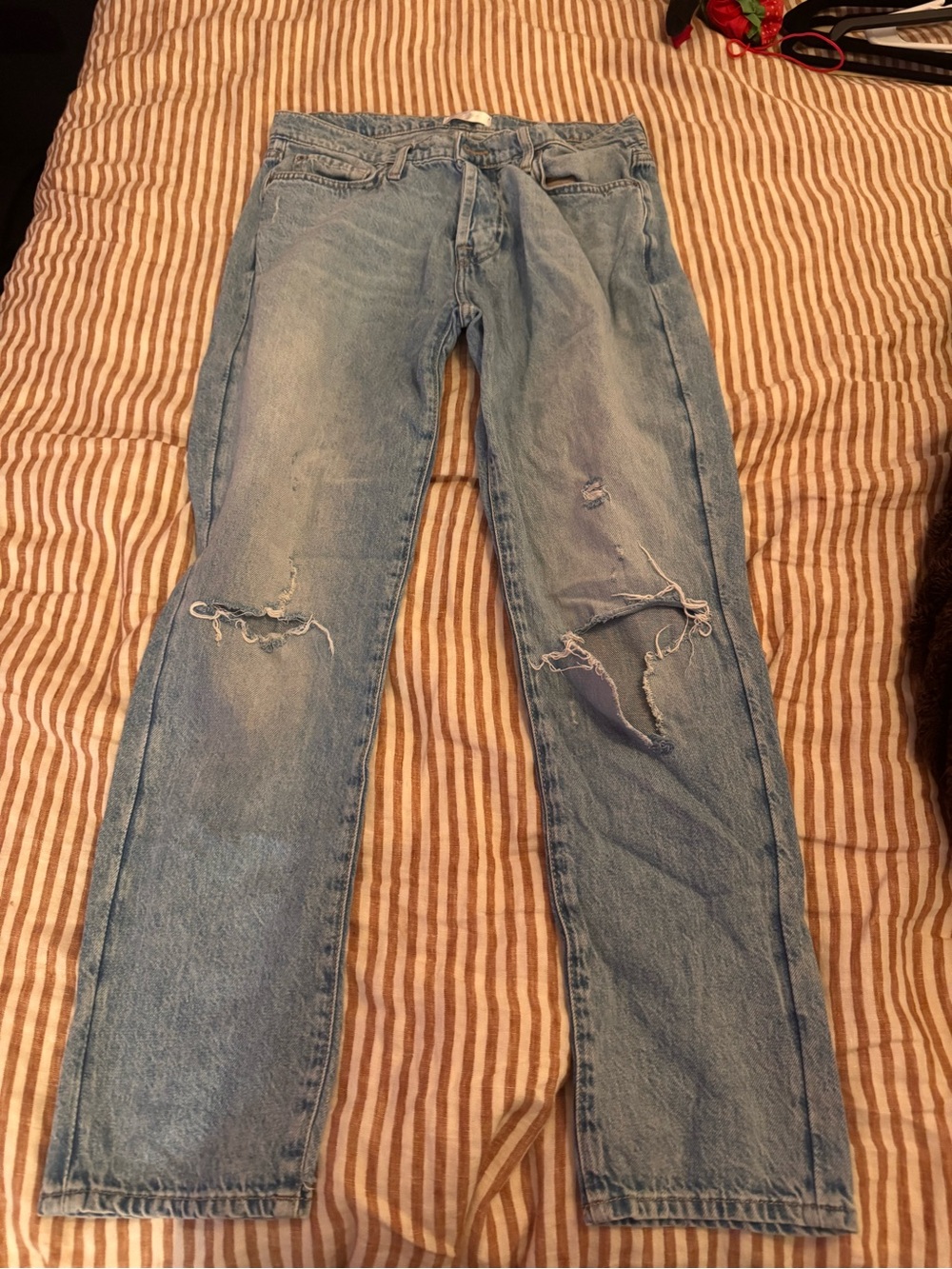 7 For All Mankind Light Blue Distressed Boyfriend Jeans